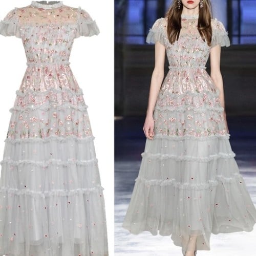 Embroidered Tulle Dress