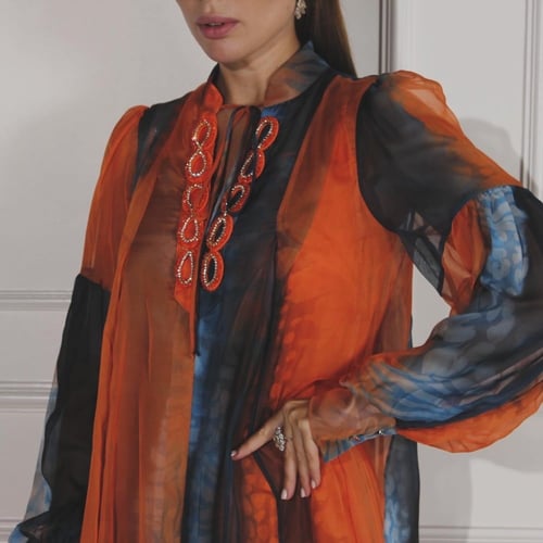 BiColored Dress in orange and blue