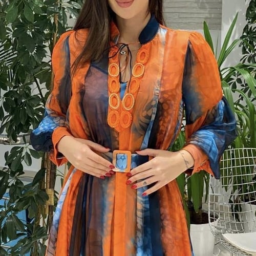 BiColored Dress in orange and blue