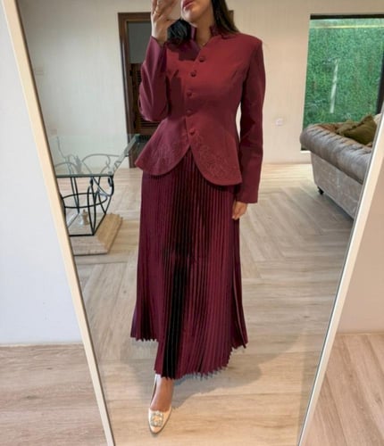 Burgundy suit