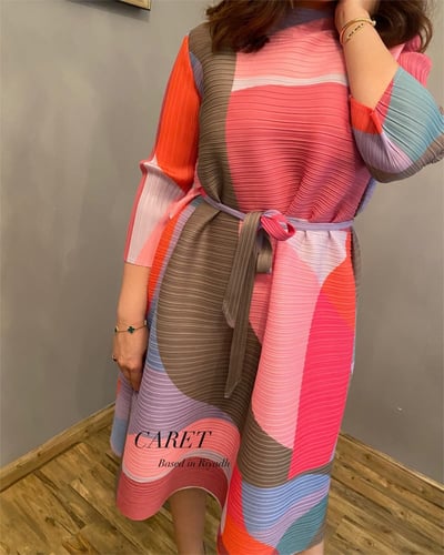 Colorful Plisse Dress