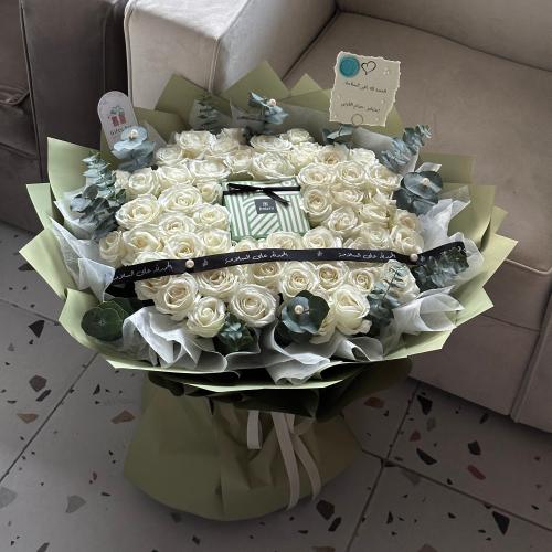 بوكية 50 وردة ابيض || شوكلت باتشي