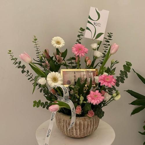 فازة رخام وردي فاخر || مبلغ مالي