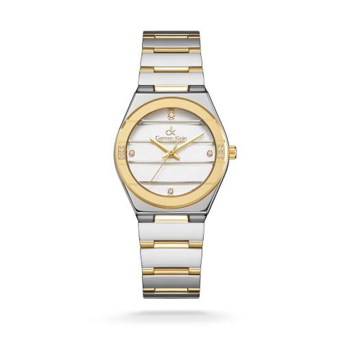 ساعة نسائية كارمن كلاين ستيل فضي و ذهبي