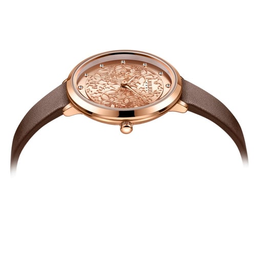 ساعة نسائية جوليوس جلد بلون بني