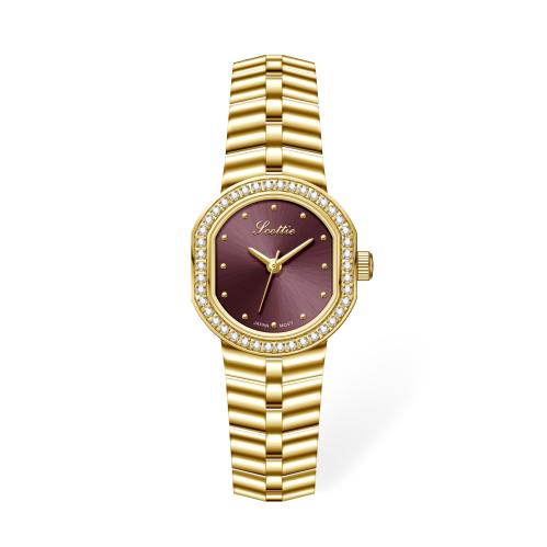 ساعة نسائية جديده ومميزه بلون ذهبي ميناء كوفي