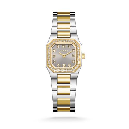 ساعة نسائية كارمن كلاين ستيل فضي و ذهبي