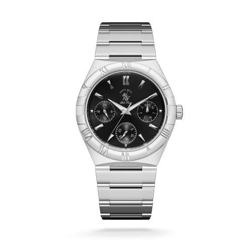 ساعة رجالية بولو ستيل بلون فضي