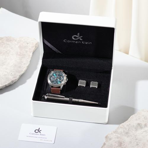 طقم رجالي كارمن كلاين جلد بني