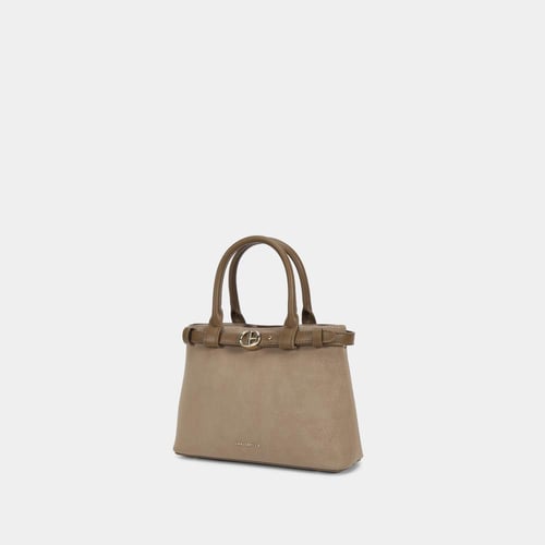 شنطة نسائية صغيرة مع محفظة باللون البيج