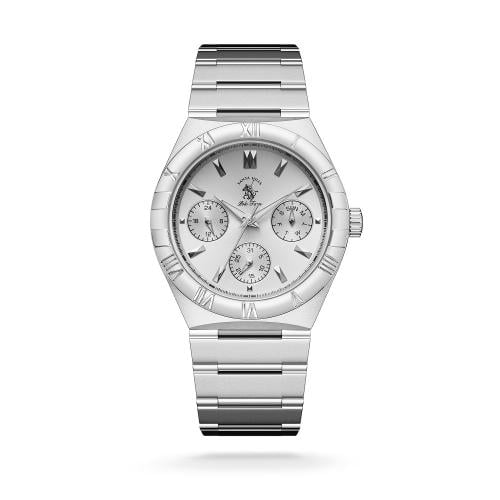 ساعة رجالية بولو 1006 فضي بمينا ابيض