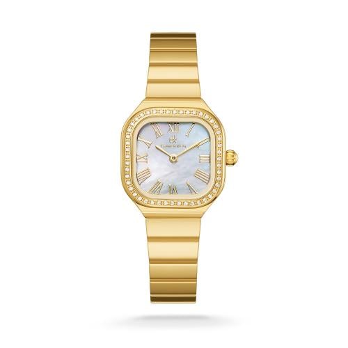 ساعة نسائية كارمن كلاين ذهبي مينا ابيض