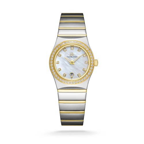 ساعة نسائية كارمن كلاين ستيل بلون فضي و ذهبي