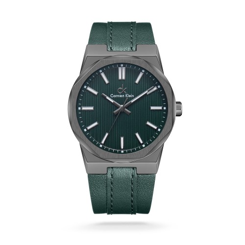 ساعة رجالية كارمن كلاين جلد بلون اخضر