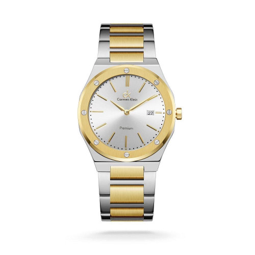 ساعة رجالية كارمن كلاين سيتل بلون فضي و ذهبي