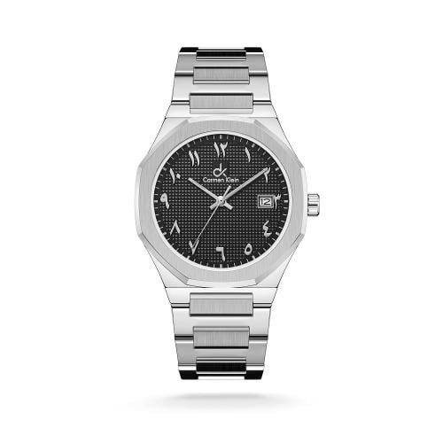 ساعة رجالية كارمن كلاين ب ارقام عربيه فضيه بمينا ا...