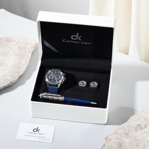 طقم رجالي كارمن كلاين جلد ازرق