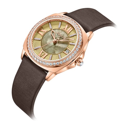 ساعة نسائية من الجلد بلون البني