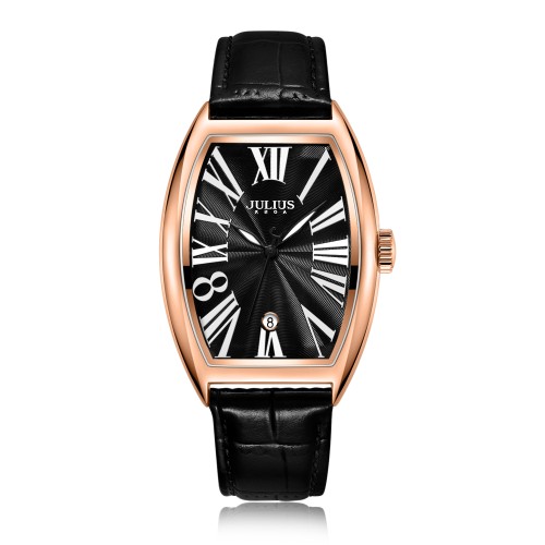 ساعة نسائية جوليوس جلد بلون اسود