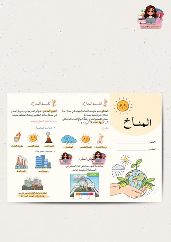 مطوية علوم المناخ الصف الخامس الابتدائي الفصل الثا...