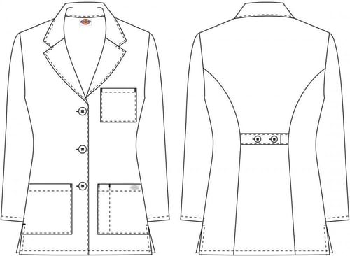 معطف مختبر 32 بوصة باللون الأبيض ديكيز البروفيسور...
