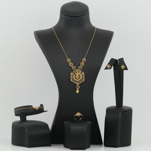 طقم ذهب سداسي داخلة سبيكة الوردة - عيار 21