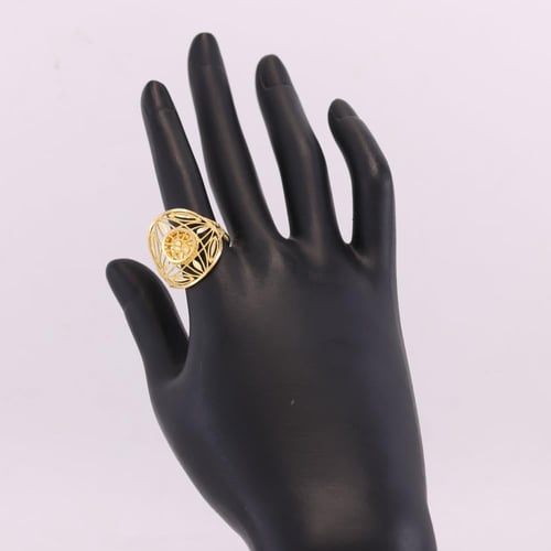 خاتم ذهب نقش انيق مع اوراق الذهب عيار 21