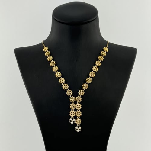 طقم ذهب تفاصيل زهرية جذابة - عيار 21