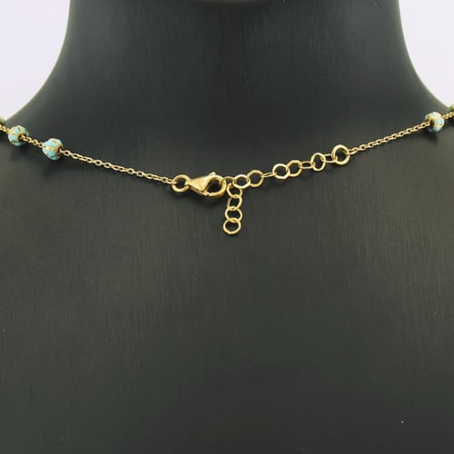 عقد ذهب جذاب مع لون فيروزي - عيار 18