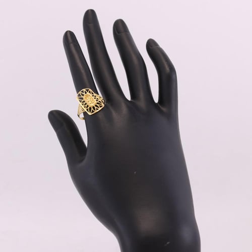 خاتم ذهب مستطيل مع خيوط الذهب عيار 21