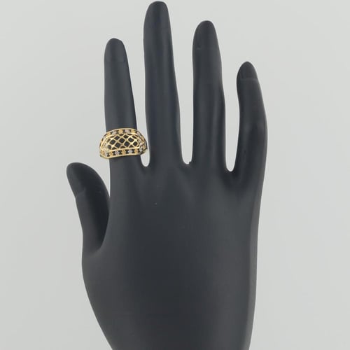 خاتم ذهب شبكة مع ازهار بلونين - عيار 21