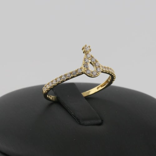 نصف طقم ذهب لمعان خالص تصميم الماس - عيار 18