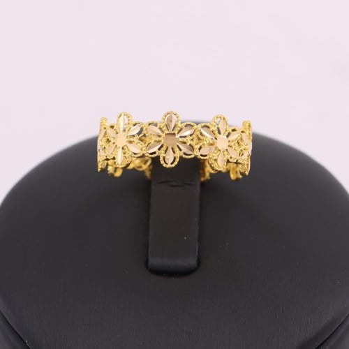 خاتم ذهب أزهار ثلاثية الأبعاد – عيار 21