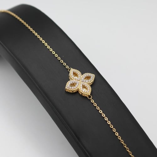 اسوارة ذهب زهرة تصميم الماس ايطالي - عيار 18