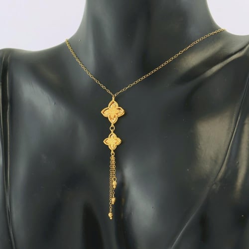 عقد ذهب زههرتين مع رحيق الازهار - عيار 21