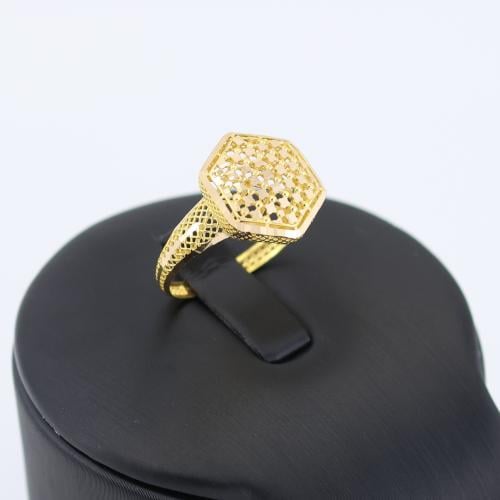 خاتم ذهب هندسي عريض من ذهب الخالص - عيار 21