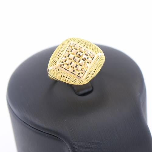 خاتم ذهب عريض معين ثلاثي الابعاد عيار 21