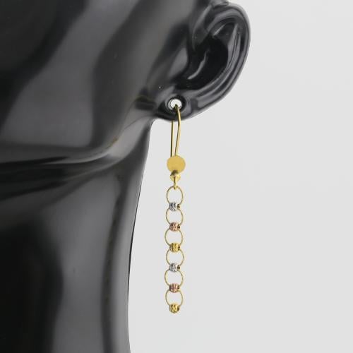 حلق ذهب كرات الليزر بثلاثة الوان - عيار 21