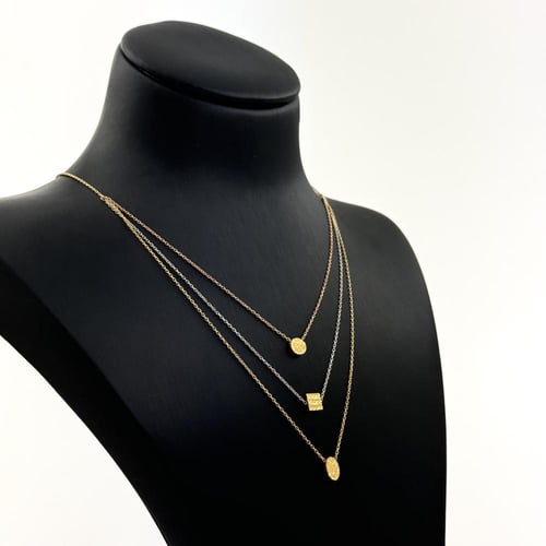 عقد ذهب ثلاثة ادوار بلونين الذهب الابيض و الاصفر -...