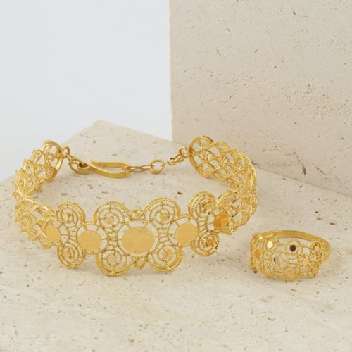 اسوارة و خاتم ذهب لامع في كل لحظة - عيار 21