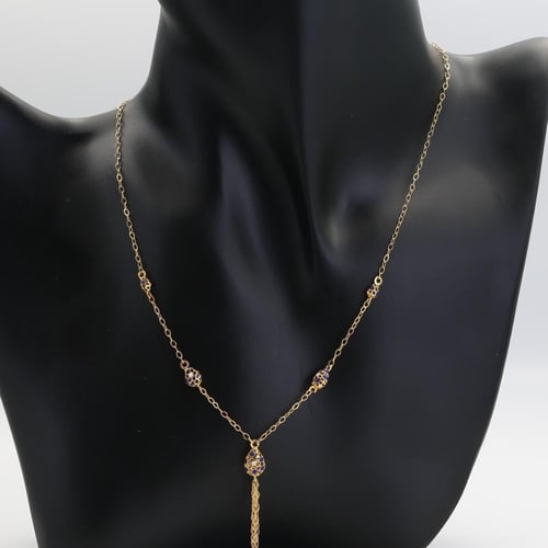 سبحة ذهب بكرات الذهب مع لون الميناء الازرق و الابي...