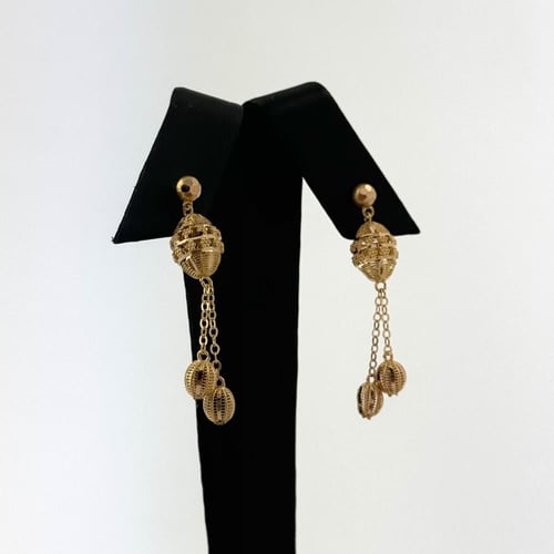 حلق ذهب كرات بيضاوية ذهب خالص- عيار 21