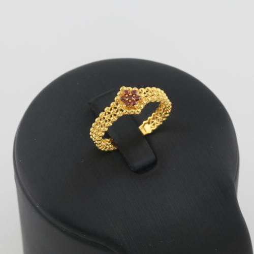 خاتم ذهب زهرة حمرا - عيار 21