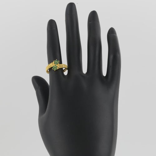 خاتم ذهب زهرتين خضراء - عيار 21