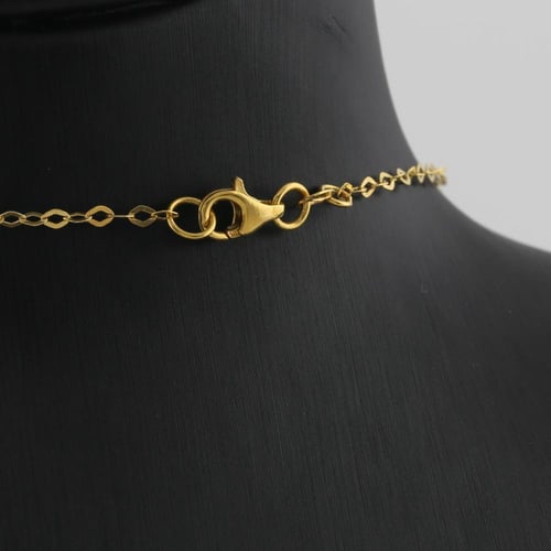 عقد ذهب زهور هندسية مع لونين الميناء - عيار 21