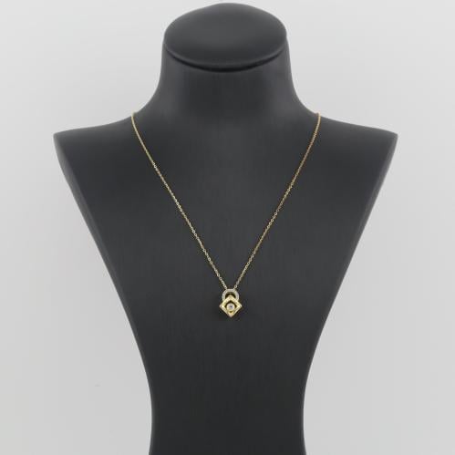 عقد ذهب زهرة جميلة مع الزركون الامع - عيار 18