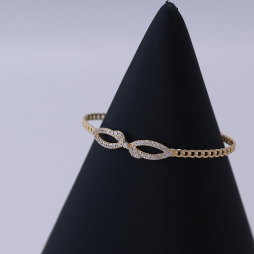 اسوارة ذهب اطفال جوانب جنزير مع لميتد الذهب - عيار...