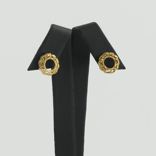 طقم ذهب شكل هندسي مع اوراق الزيتون - عيار 21