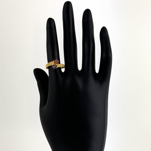 خاتم ذهب زهرتين الكوبية و ليتل فلورا - عيار 21