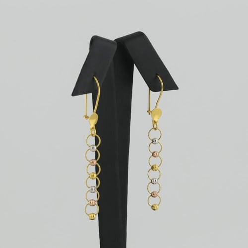 حلق ذهب كرات الليزر بثلاثة الوان - عيار 21